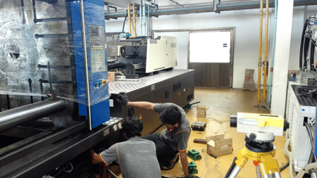 Injection molding machine installation in oversea